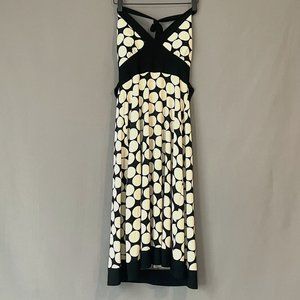 Jessica Howard Midi Black and Cream Polka Dot Dress Size 6
